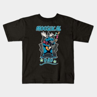 Mooseical - Rock N Roll Dad Moose with a Electric Guitar Kids T-Shirt